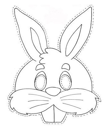 çocuklar için hazır kağıttan Tavşan maskesi şablonu